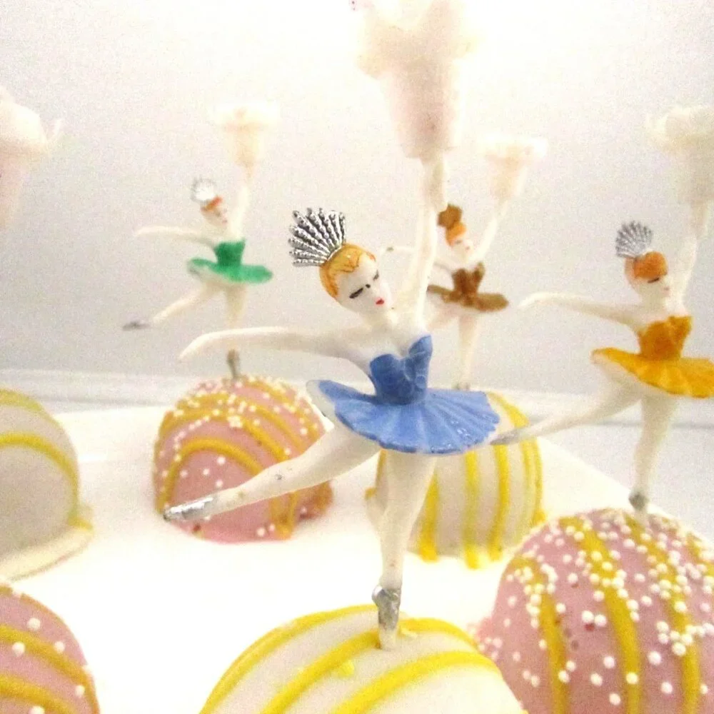 Vintage Ballerina Cake Topper Dancer Candle holder Retro Party Cupcake Birthday